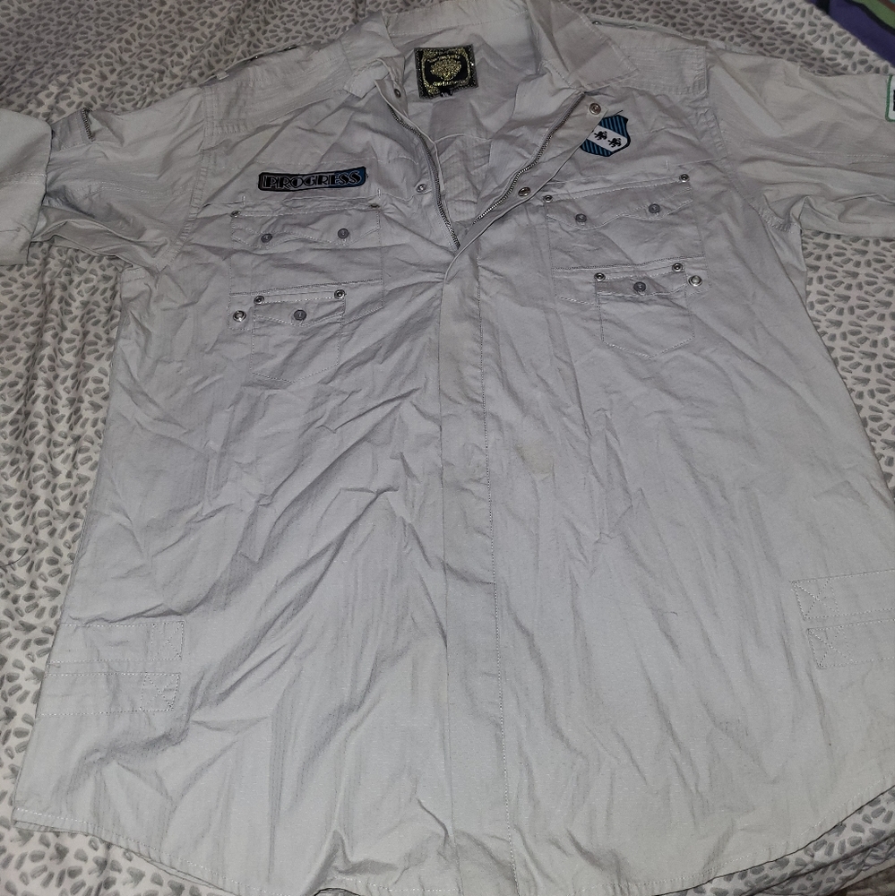 LIVE MECHANICS button/zip down dress shirt 2XL